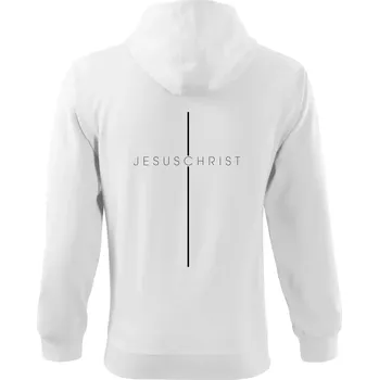 Pánská mikina JesusChrist nápis v kříži - Mikina s kapucí na zip trendy zipper - XL ( Bílá )