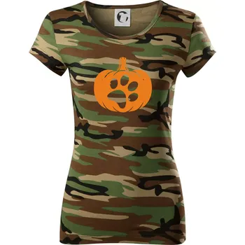 Dýně tlapka - Dámské maskáčové triko - XL ( Hnědý maskáč )