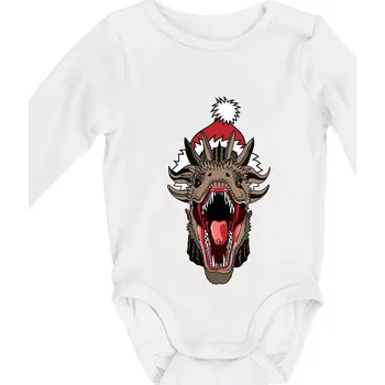 Kojenecké oblečení Vánoční drak (Pecka design) - Body kojenecké s dlouhým rukávem - Dlouhý r. do 3 měs ( Bílá )