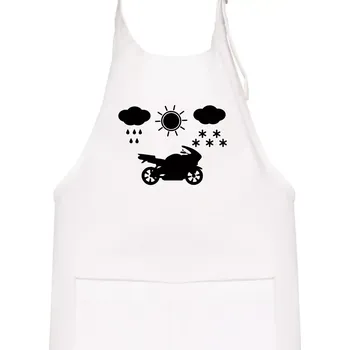 Kuchyňská zástěra Motorkář za každého počasí - silnice - Dětská zástěra na vaření - Univerzální velikost ( Bílá )
