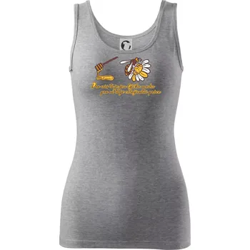 Dámské tričko Včela - lžička medu - Dámské tílko - L ( Tmavě šedý melír )