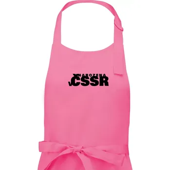 Kuchyňská zástěra Nápis - Narozena v ČSSR - Dámská zástěra na vaření - Univerzální velikost ( Růžová )
