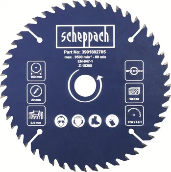 Pilový kotouč Scheppach Divar 55 3901802705 160 x 20 x 2,4 mm 48 zubů