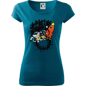 Pá a Pi z kočičí planety (Pecka Design) - Dámské triko Pure - 3XL ( Petrolejová )