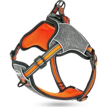 Postroj pro psa Postroj pro psa prodyšný reflexní nastavitelný velikost M oranžový