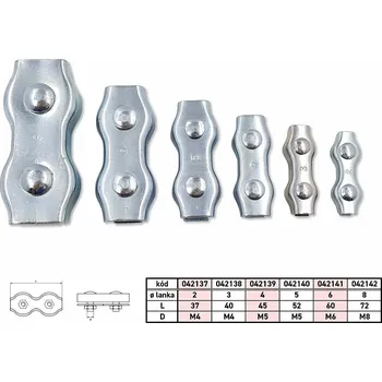 Lano Lanová svorka DUPLEX lanko 3mm BZn M4