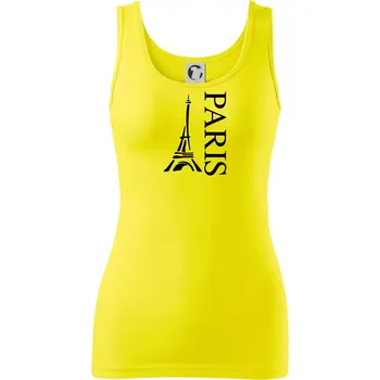 Dámské tričko Paris nápis Eiffelovka na výšku - Dámské tílko - XL ( Citrónová )