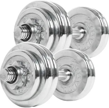 Posilovací jednoruční činky, pochromované, 2x15 kg