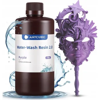 Filament UV Pryskyřice Anycubic Water Washable 2.0 Fialová 1 kg 1 l Pro Tiskárnu