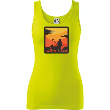 Dámské tričko Pastevec ovcí - čtverec - Dámské tílko - XL ( Limetková )