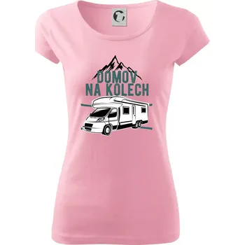 Dámské tričko Domov na kolech - Dámské triko Pure - XS ( Růžová )