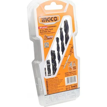 Vrták Sada vrtáků do kovu HSS INGCO, 8 ks