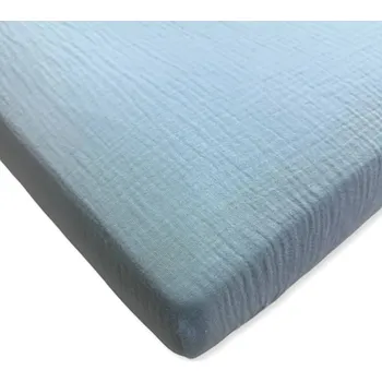 Prostěradlo PROSTĚRADLO Z GUMKĄ do DOSTAWKI 90X50 cm 100% MUŠELÍN od výrobce SVĚTLE MODRÁ