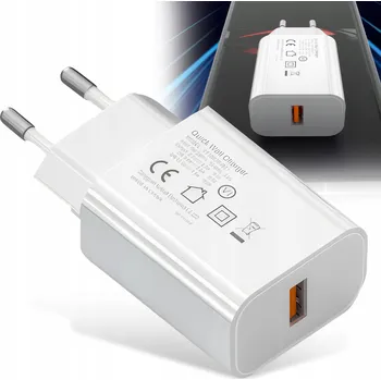 Rychlá síťová nabíječka QC3.0 18W USB pro Samsung a USB zařízení, bílá