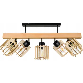 Dřevěné stropní svítidlo trám ŽÁROVKA STROPNÍ SVÍTIDLO LOFT ČERNÉ pro 5x STÍNIDLO E27