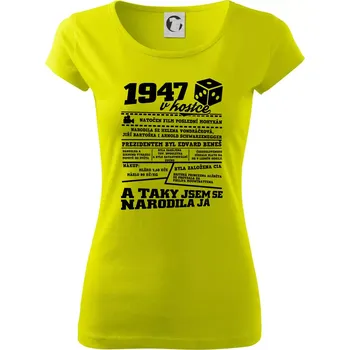 Dámské tričko 1947 v Kostce - Dámské triko Pure - S ( Limetková )