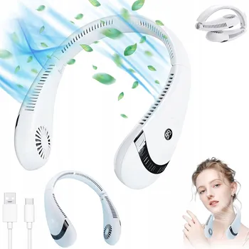 Vzduchotechnika Přenosný USB ventilátor na krk, bílý, s regulací výkonu