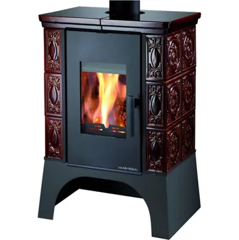 Krbová kamna Haas + Sohn Kamna kachlová s výměníkem Haas+Sohn Empoli s vychalzovací smyčkou, kachle hnědá, podstavec černý