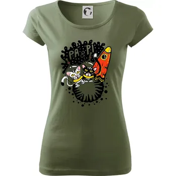 Dámské tričko Pá a Pi z kočičí planety (Pecka Design) - Dámské triko Pure - XS ( Khaki )
