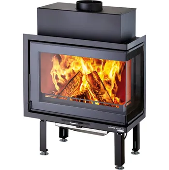 Krbová kamna Haas + Sohn Vložka krbová rohová Haas+Sohn Skara premium pravá-sklo vně, beton, černá