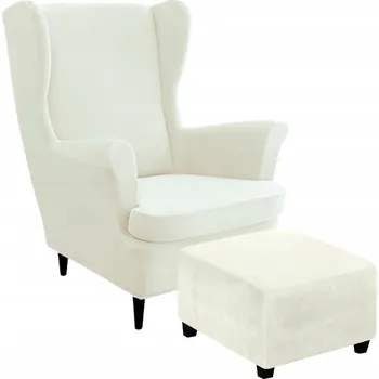 Napínací potah ELASTICKÝ POTAH NA KŘESLO UŠÁK, PODNOŽKU A TABURET, VELUR OEKO TEX, KRÉMOVÝ