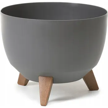 Květináč Květináč plast béžový, šedý Lamela 29 cm x 29 cm x 23 cm