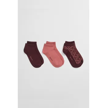 Dámské ponožky PONOŽKY 3-PACK GANT MONOGRAM ANKLE SOCKS PLUM WINE