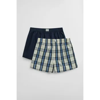 Boxerky SPODNÍ PRÁDLO GANT CHECK AND SOLID BOXER SHORTS 2-P MARINE