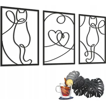 Obraz Obrazy na zeď tryptych děrované panely Kočky do obýváku ložnice 86x190