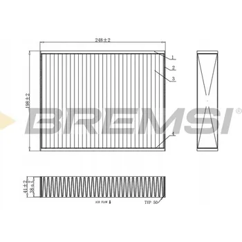Kabinový filtr Bremsi FC0455 Filtr, ventilace prostoru pro cestující (kabinový filtr)