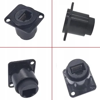 2X PANELOVÁ ZÁSUVKA RJ45 CAT6E D-SHAPE ČERNÁ + OCHRANA + ŠROUBY