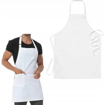 Kuchyňská zástěra ZÁSTĚRA Kuchyňská GASTRONOMICKÁ BÍLÁ na Zavazování 73x55 cm