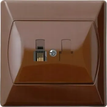 Elektrická zásuvka Ospel Akcent Telefonní zásuvka jednoduchá hnědá GPT-1A/24