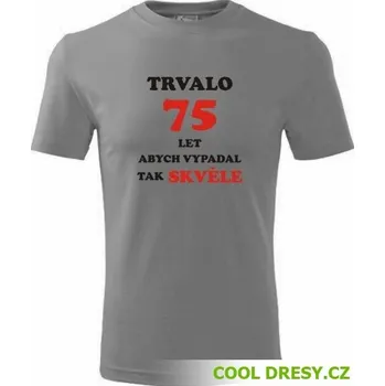 Pánská móda Tričko trvalo 75 let - Barva: tmavě šedý melír, Velikost L