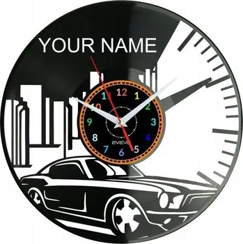 Hodiny STARÉ AUTO TVÉ JMÉNO NÁSTĚNNÉ HODINY DEKORATIVNÍ MODERNÍ VINYLOVÁ DESKA