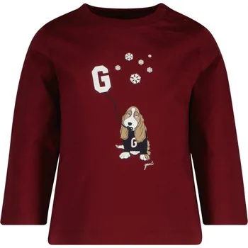 Dívčí tričko TOP GANT DOG AND SNOWFLAKES PRINT LS TOP PLUMPED RED