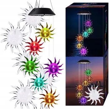 Venkovní osvětlení Solární zahradní girlanda, větrná zvonkohra - sluníčka, LED osvětlení do altánku