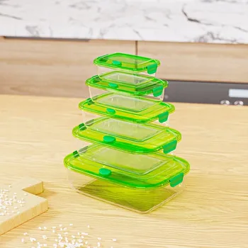 Dóza na potraviny Sada 5 dóz na potraviny – průhledné se zeleným víkem, BPA FREE
