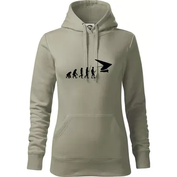 Dámská mikina Evoluce rogalo - Mikina dámská Cape s kapucí - XS ( Light khaki )