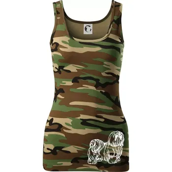 Dámské tričko Shih-tzu - chlupatý - Dámské Maskáčové tílko - 2XL ( Hnědý maskáč )