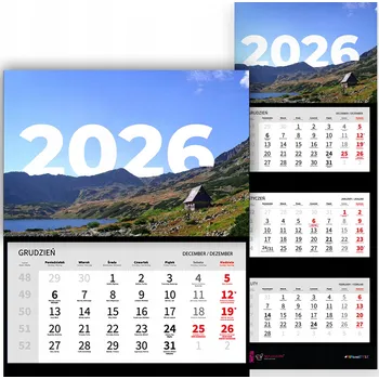 Obraz Nástěnný Kalendář Trojdílný 2026 HORSKÉ VRCHOLY Do Kanceláře Dárek Vzory