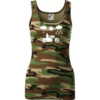 Dámské tričko Motorkář za každého počasí - chopper - Dámské Maskáčové tílko - XS ( Hnědý maskáč )