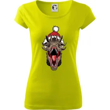 Vánoční drak (Pecka design) - Dámské triko Pure - XL ( Limetková )