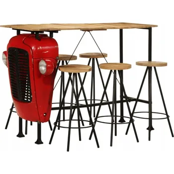 Jídelní set 7dílná barová souprava, masivní mangové dřevo