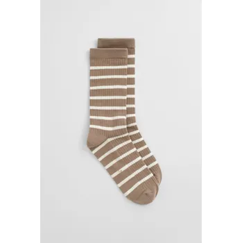 Dámské ponožky PONOŽKY GANT BRETON STRIPED RIB SOCKS TAUPE BEIGE