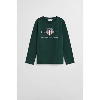 Dívčí tričko TRIČKO GANT ARCHIVE SHIELD LS T-SHIRT TARTAN GREEN