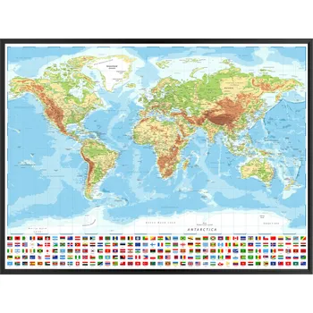 Obraz Plakát FYZICKÁ MAPA Světa na Zeď 93x62 cm