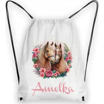 Školní batoh Školní Vak na Boty Batoh na Tělocvik Do Školky Kůň Koně + JMÉNO #8