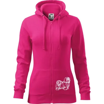 Dámská mikina Shih-tzu - chlupatý - Dámská mikina trendy zipper s kapucí - M ( Purpurová )