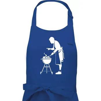 Kuchyňská zástěra Grilování - Kuchař - Pánská zástěra na vaření - Univerzální velikost ( Královská modrá )